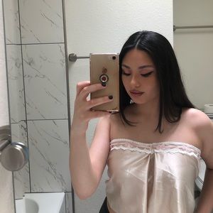 Satin strapless cream cami